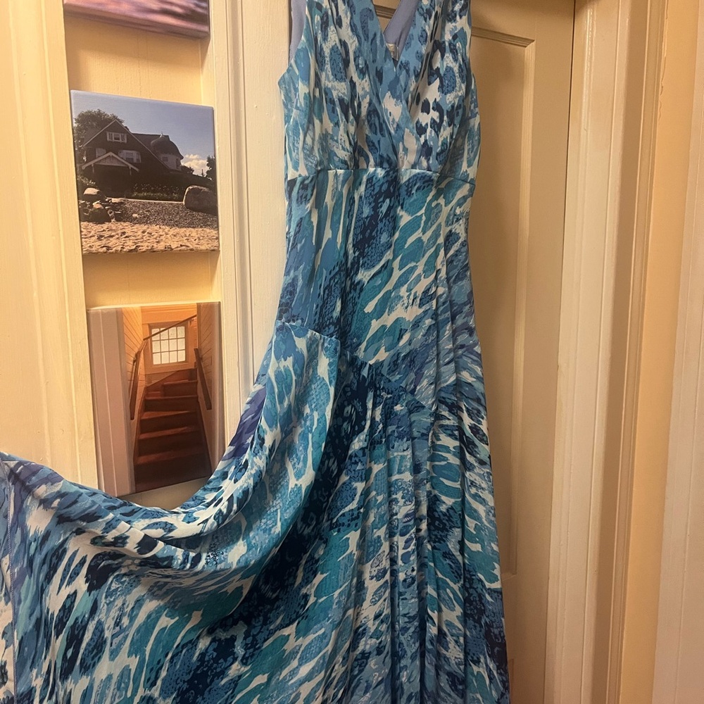 Dress Barn Blue and White Maxi Dress
